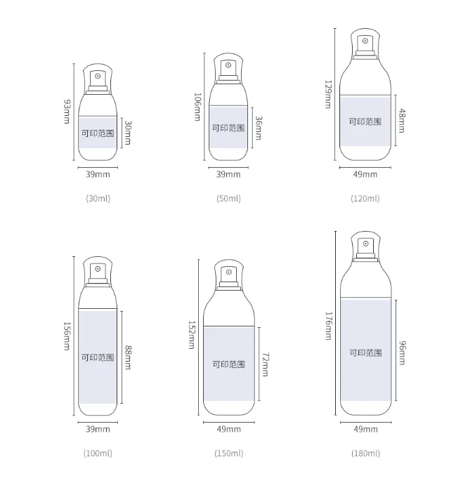 30ml 50ml 100ml 120ml 150ml 180ml white transparent lotion/spray bottle toner bottle cosmetic packing travel dispenser