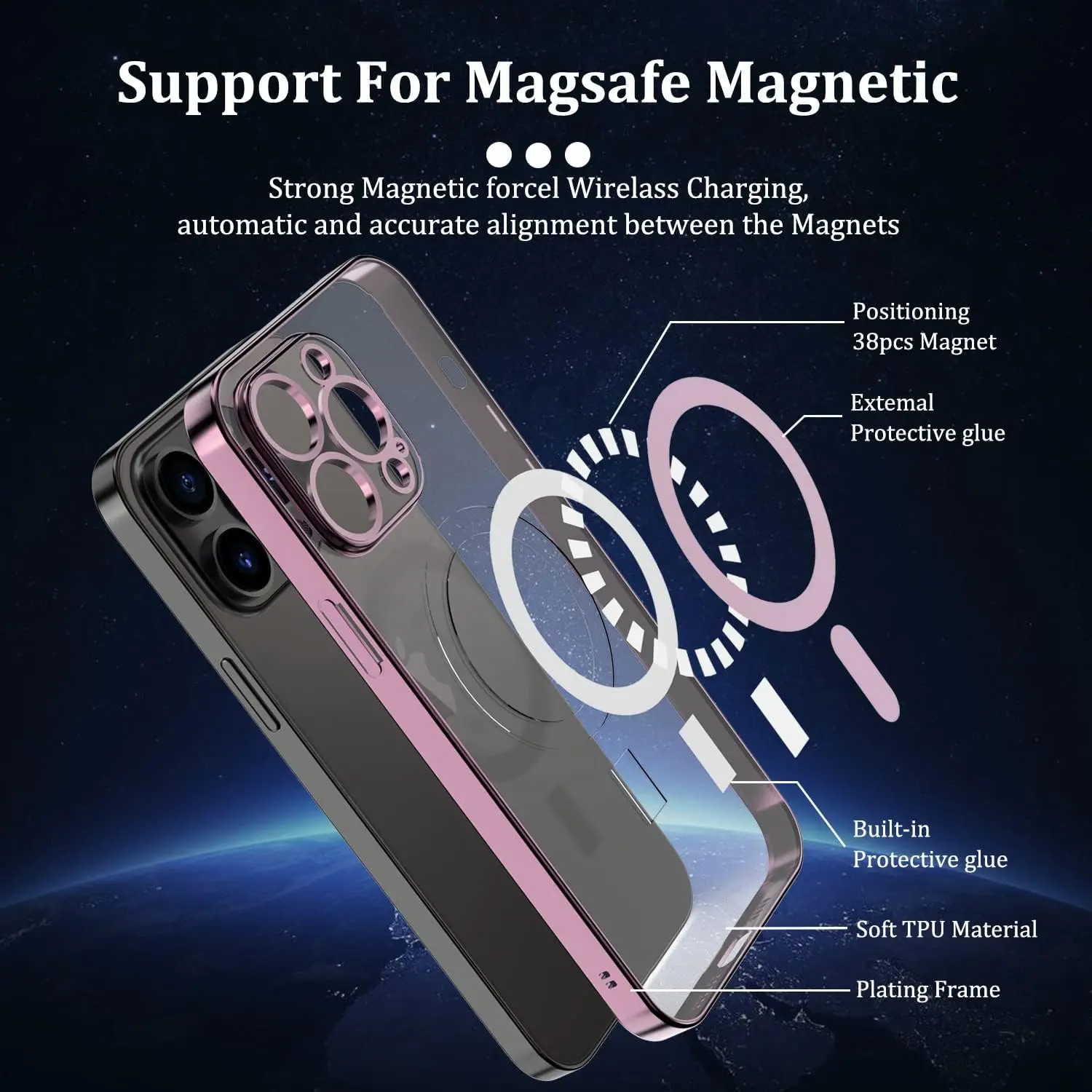 Магнитный Прозрачный чехол для телефона iPhone 14 13 12 Pro Max Plus защита камеры Magsafe гальванический край