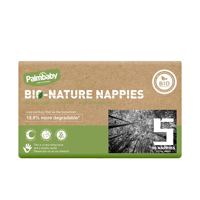 Palmbaby Eco Friendly Bio Degradable Baby Diapers Size NB/S/M/L/XL/XXL Nature Bamboo Fiber Baby Nappy