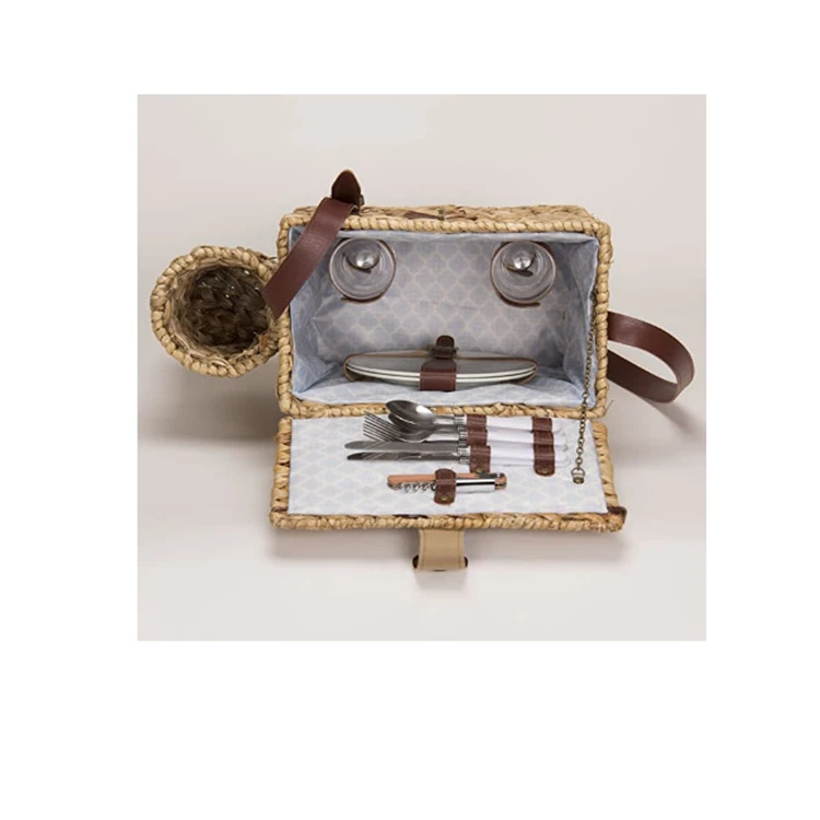 
Household essentials romantic wine caddy natural handmade case container bag wicker picnic basket 