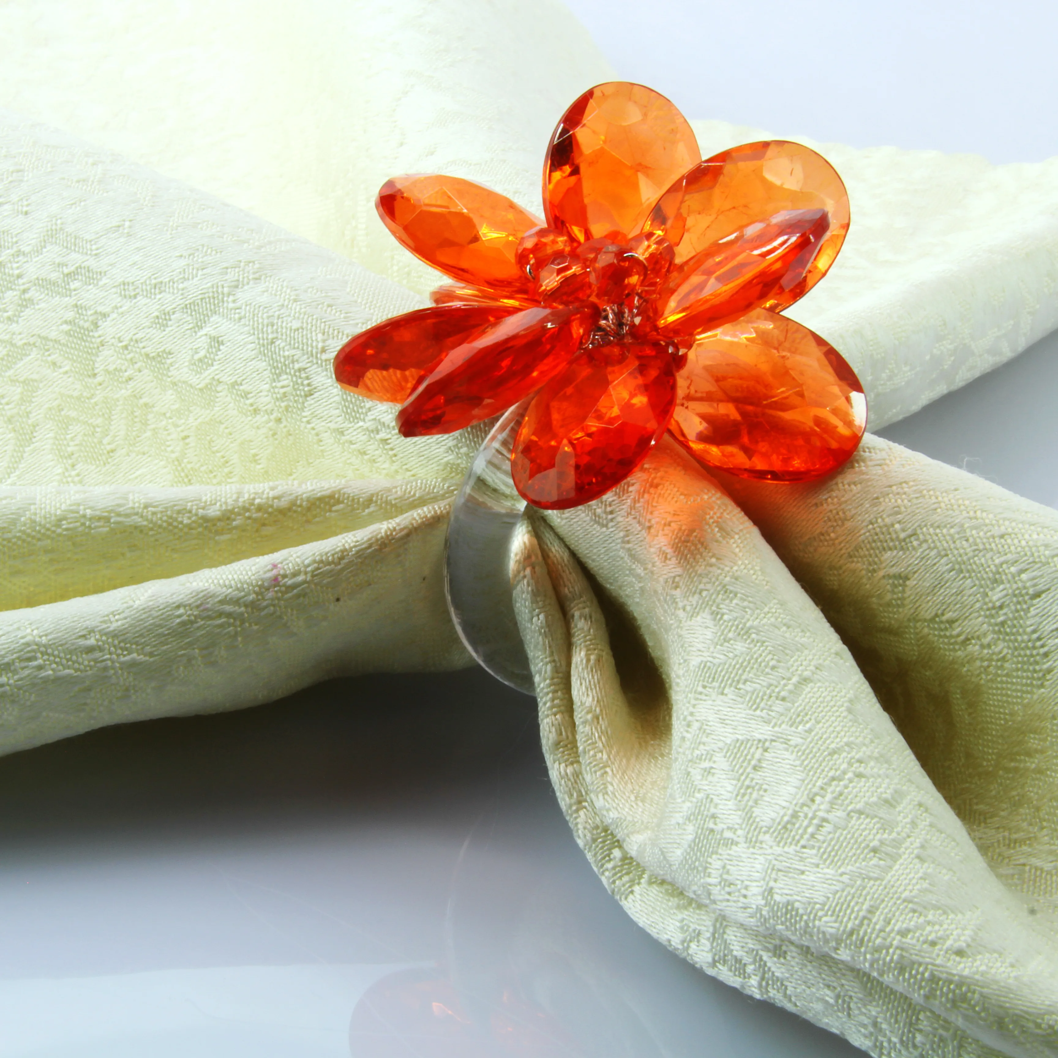 Acrylic flower napkin ring handmade decoration napkin holder many colors