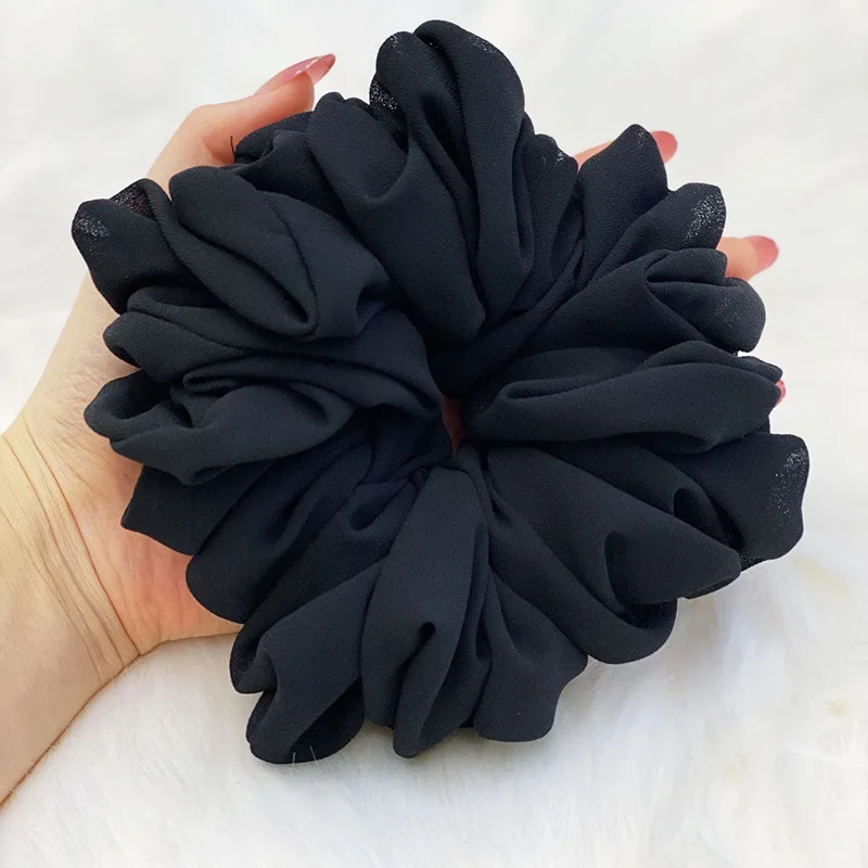 New Women Accessories Chiffon Elastic Hair Bands Volumising Scrunchie Muslim Women Headband Hair Ring Tie Bun Clip Hijab Scarf
