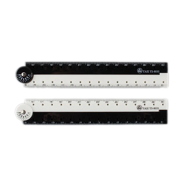 Black white Protractor Measuring Ruler Rotate 180 Degree students Plastic folding Ruler with school supplies wholesale