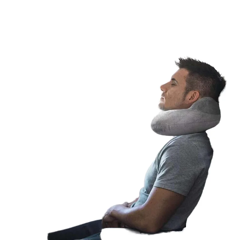 Portable U-Shaped Inflatable Travel Pillow with Pump PVC Filling for Airplane Train Car or Office Use