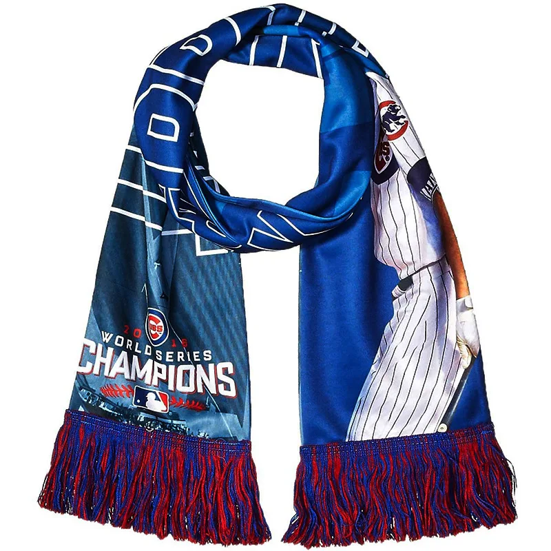  Custom logo Printing 100% Polyester Knitted Satin Fleece Football team sport Scarf