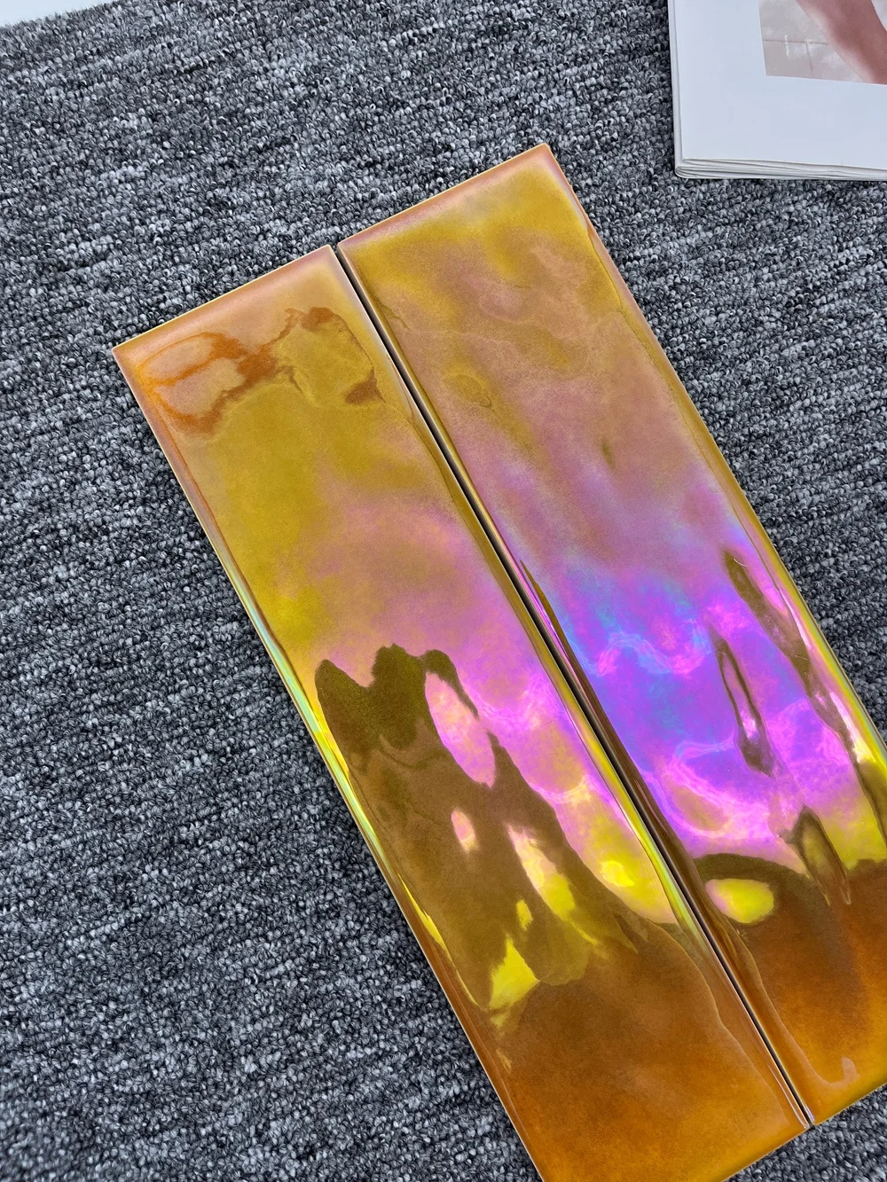 Factory hot sale multicolour metal tile electroplating brick wall tiles ceramic marble tiles for hotel bar KTV and villa