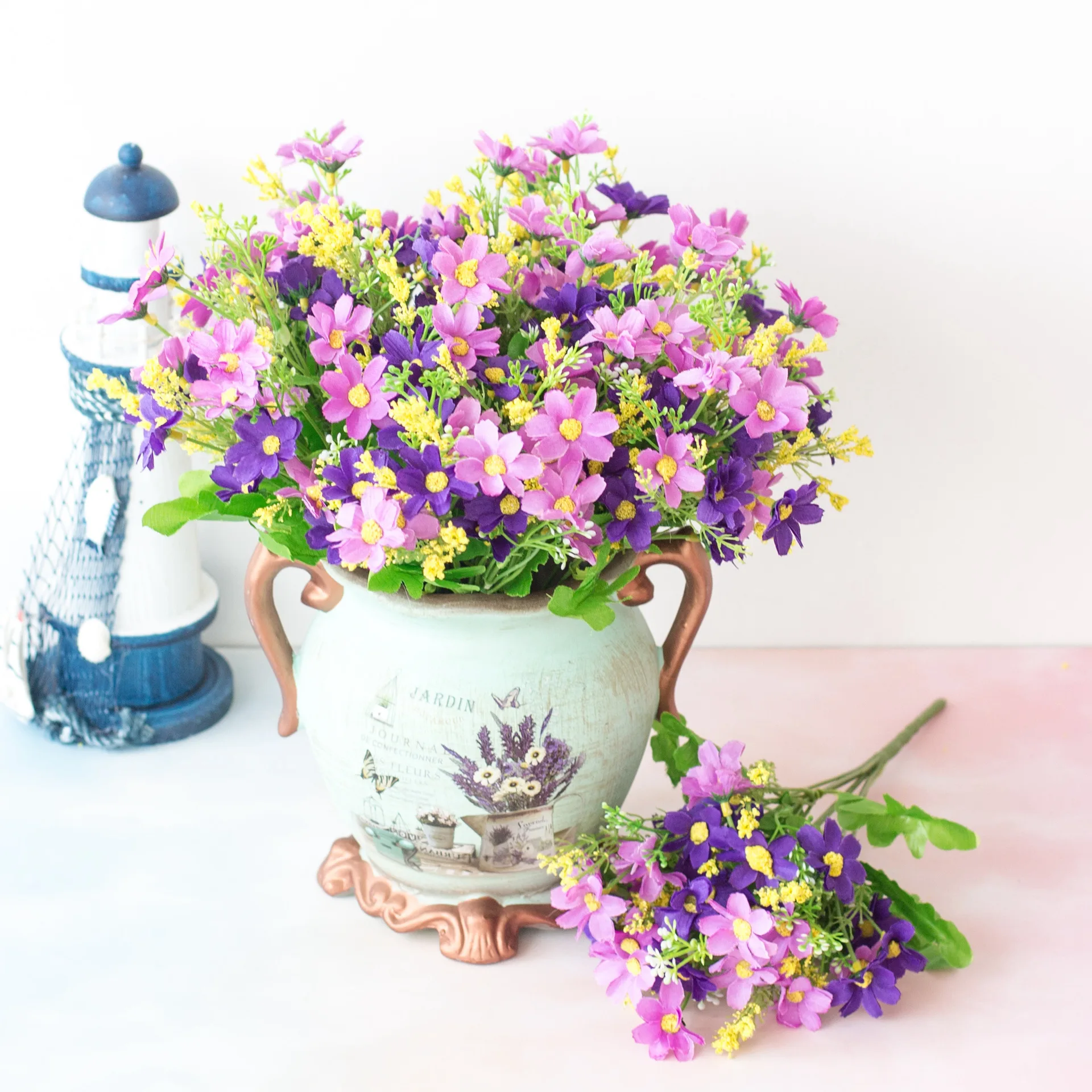 Nordic floriculture 28 head jump orchid Daisy 7 fork artificial flower decorative Silk small pla