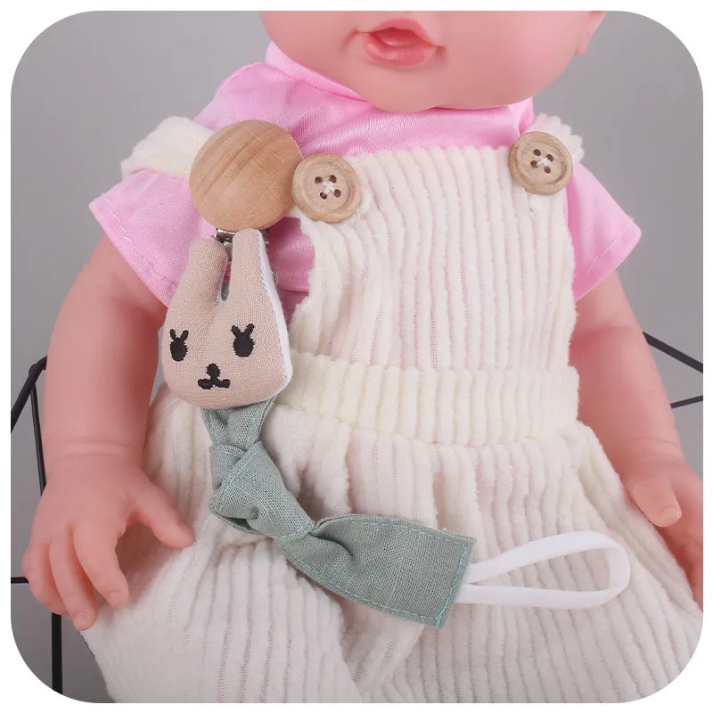 Breathable Soft Cloth Doll Baby Soother Clip Wholesale Cotton Linen Newborn Dummy Nipple Chain Baby Pacifier Holder