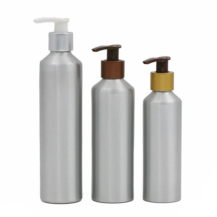 Oem Manufacture Premium Refillable Empty Aluminum Oil Bottle With Pump 30ml - 200ml
