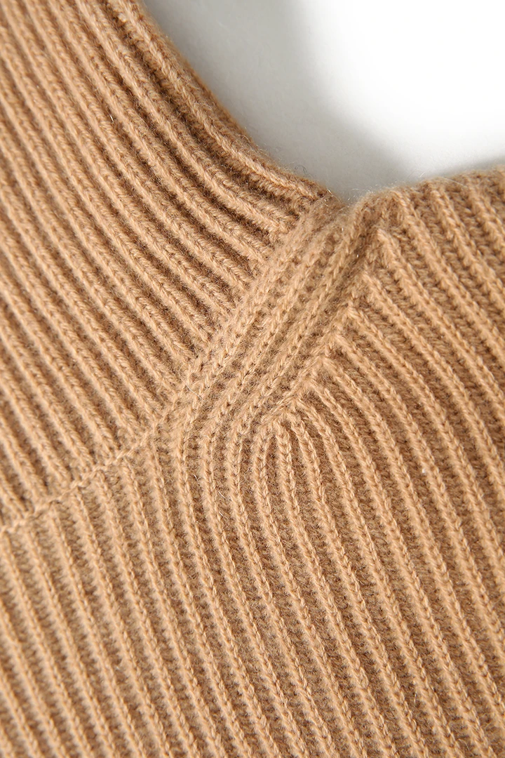 SQUARE FONDA Mongolian Cashmere Rib Knitting High Neck  Plus Size Jumper Sweaters For Women