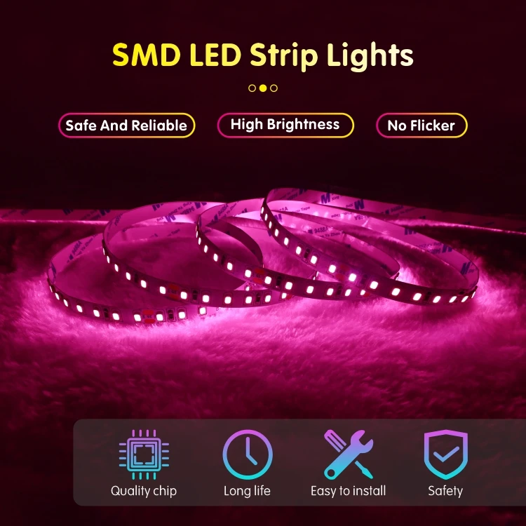 High Brightness Bedroom Indoor Decoration Smd 2835 120Leds/M 8Mm DC24V Led Strip Light