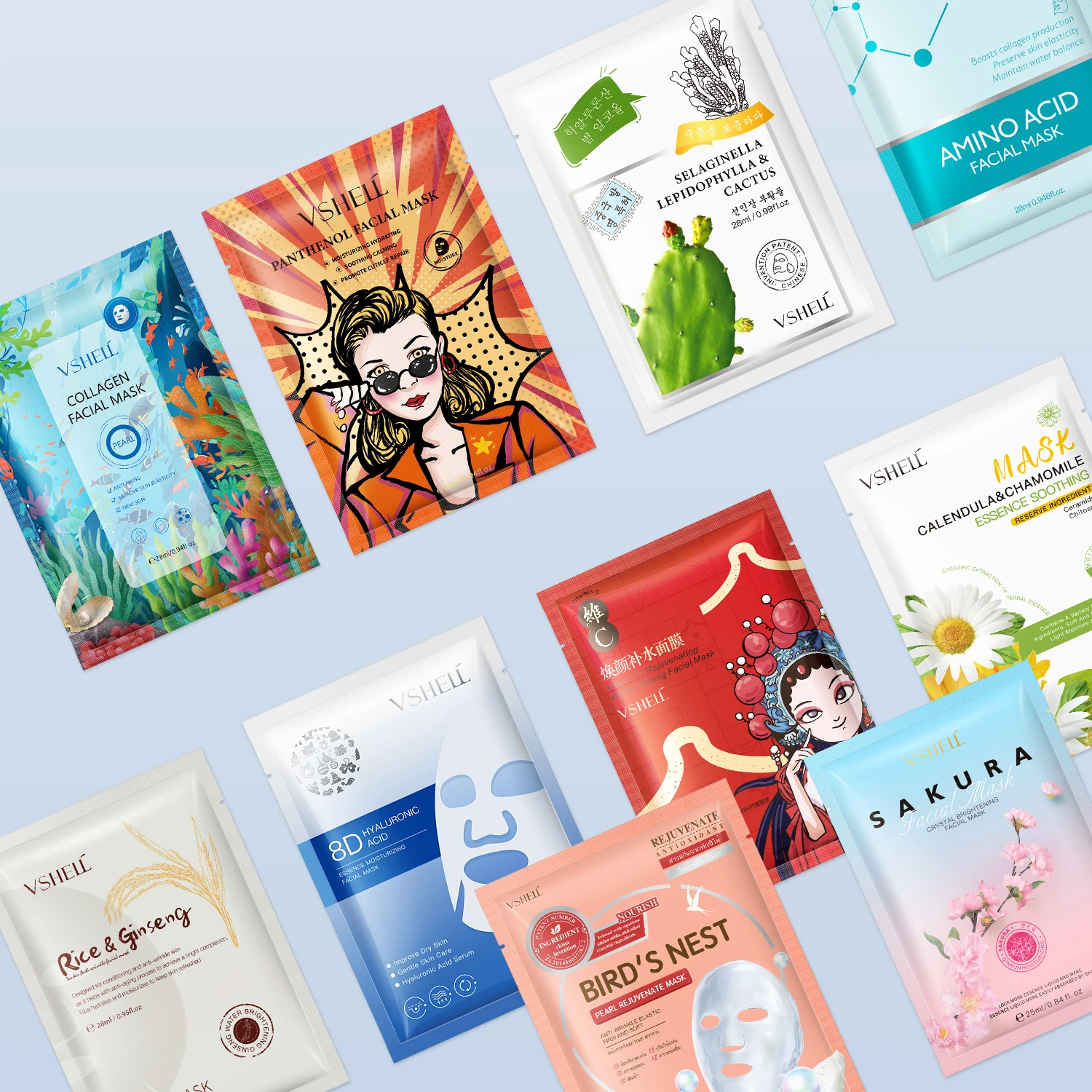 Wholesale Private Label Moisturizing Skin Care Face mask Cosmetic Facial Mask Beauty Fruit Vitamin C Sheet Mask Korean