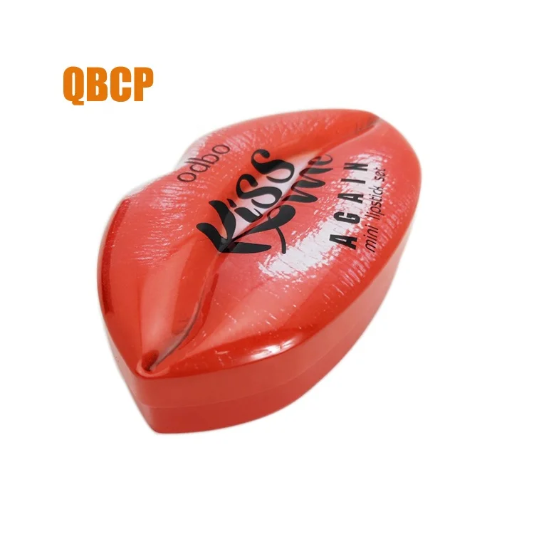 customized cosmetic lip shape tin box