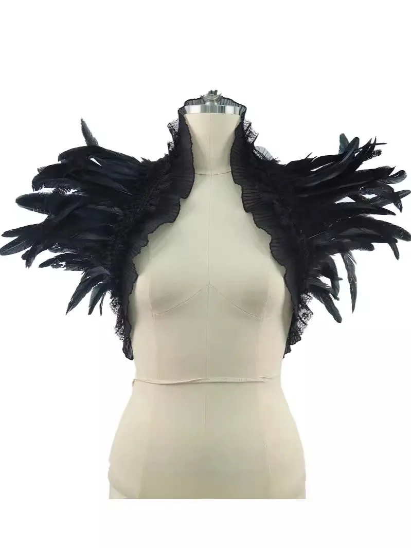 zesi Gothic style lace patchwork shawl strap party nightclub masquerade ball model catwalk shoulder wear