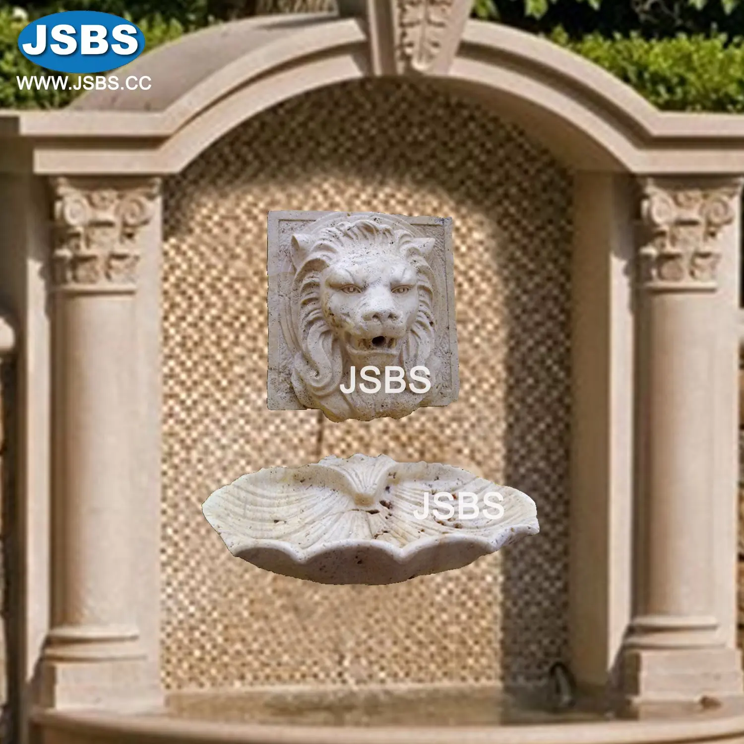 Outdoor Decorative Natural Stone Hand Carved Lion Head Marble Water Wall Waterfall Fountain Indoor