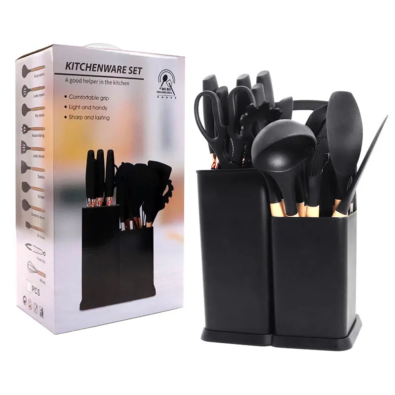 KingForce 19pcs kitchen utensils silicone Nonstick Cookware heat resistant kitchen utensil kit