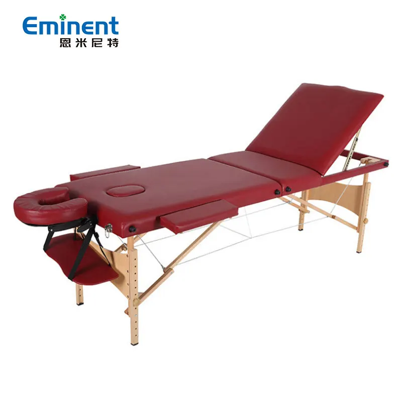 Beauty Massage Moxibustion Tattoo Spa Bed Club Massage Table Simple Portable Foldable Home Treatment Bed Modern Red Wine Morden