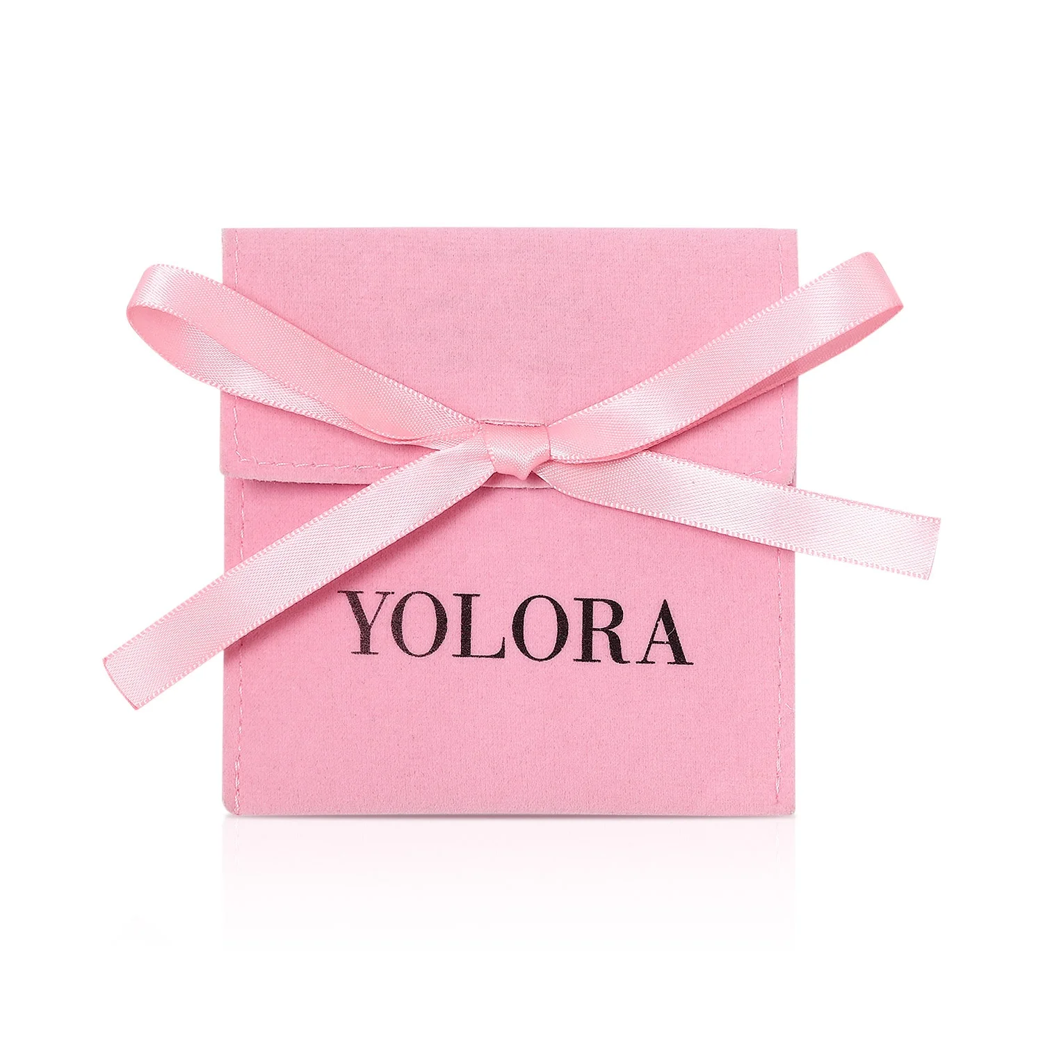 Custom logo satin lined necklace pouch pink envelope flap jewelry packaging velvet bag with bow-knot