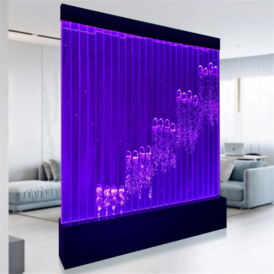 Indoor Rain Waterfall Glass Wall and Water Fountain Wall Water Bubble Wall Designs Home Decor Tiles Wine Cabinet