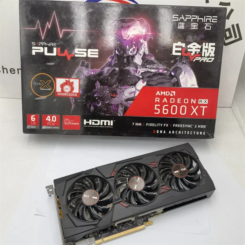 SAPPHIRE AMD Radeon RX 5600 XT 6G GDDR6 Platinum pro OC 2304sp  rx 5600 xt used graphics card for computer gaming 5700xt 6700xt