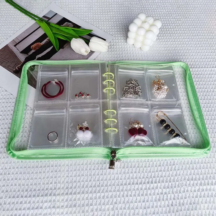Transparent Travel Folding Jewelry Earrings Bracelets Rings Brooches Storage Plastic Jewelry Album Book