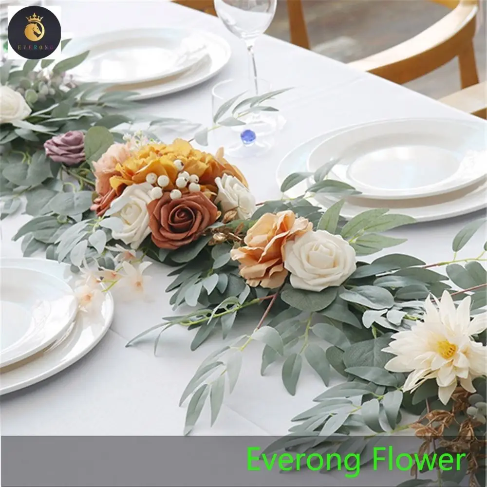 Wedding Centerpieces Decor Arch Flower Backdrop Willow Eucalyptus Leaf Garland with White Flower