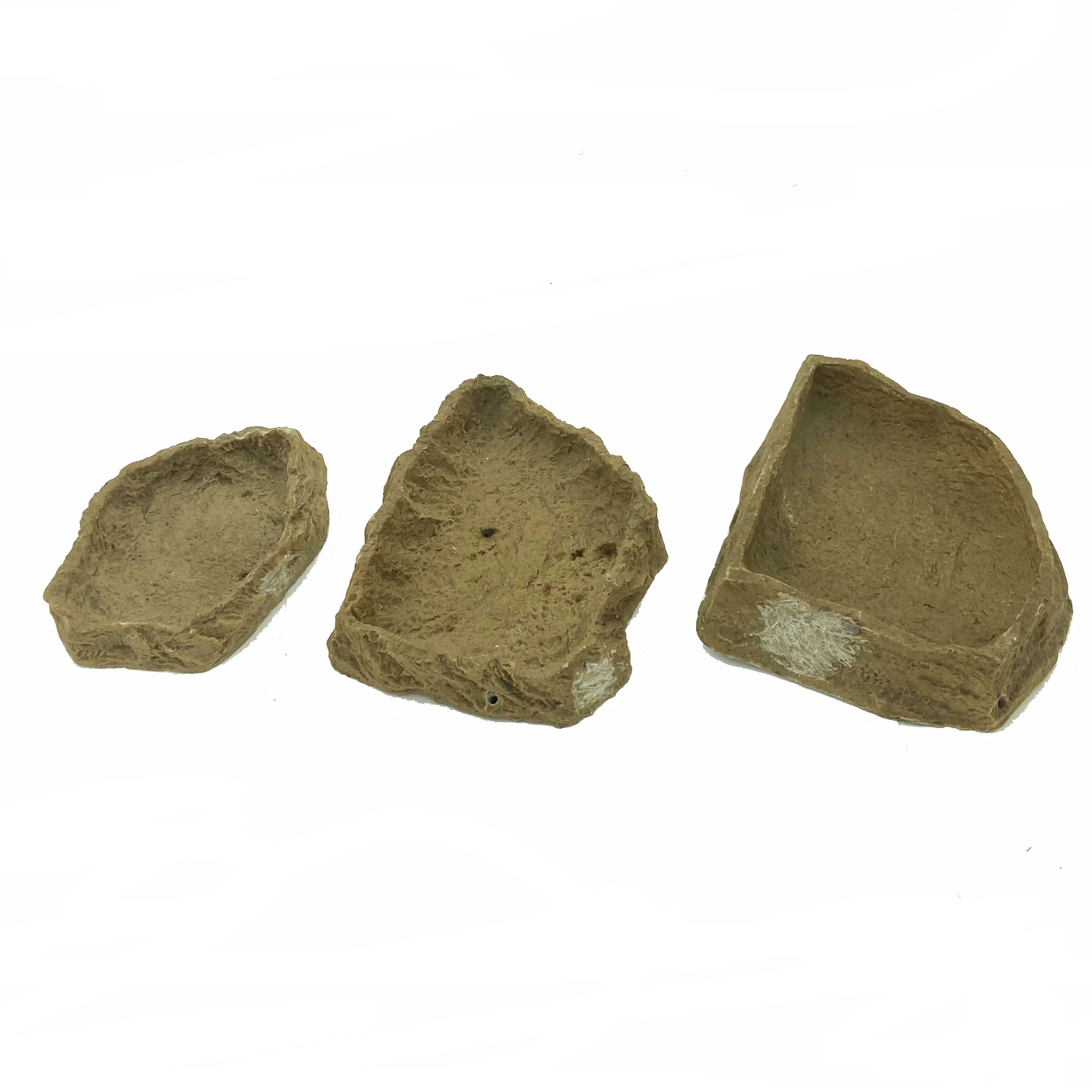 New Resin rock reptile food and water feeder Resin Non-Toxic Food Water Pot Low Price Reptiles Resin Drinking Water Bowl