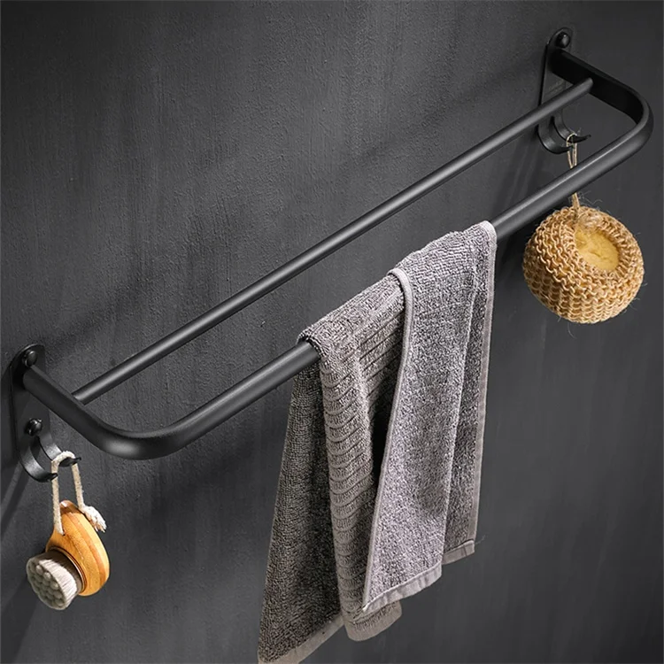 High Quality Black Color Towel Rack Punching-Free 304 Stainless Steel Toliet Bathroom Storage Rack Bathroom Accessories Set