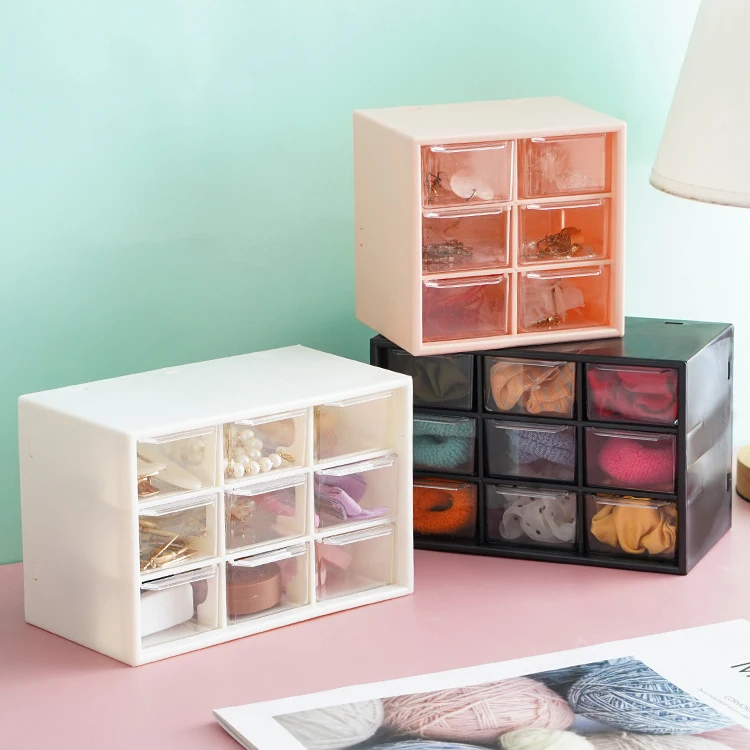 New design high quality girls desktop dustproof jewelry cosmetics plastic drawer storage box