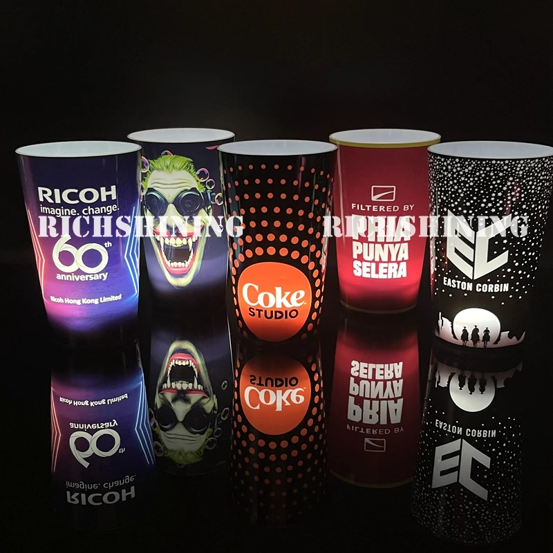 2024 Popular Water Activated Led Cup 14OZ/16OZ Drinking Cup Custom Logo Promotion Led Glass For Sport Event Club