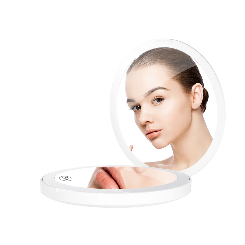 Folding Portable Mini Magnifying Cosmetic Handheld Led Travel Portable Makeup Mirror