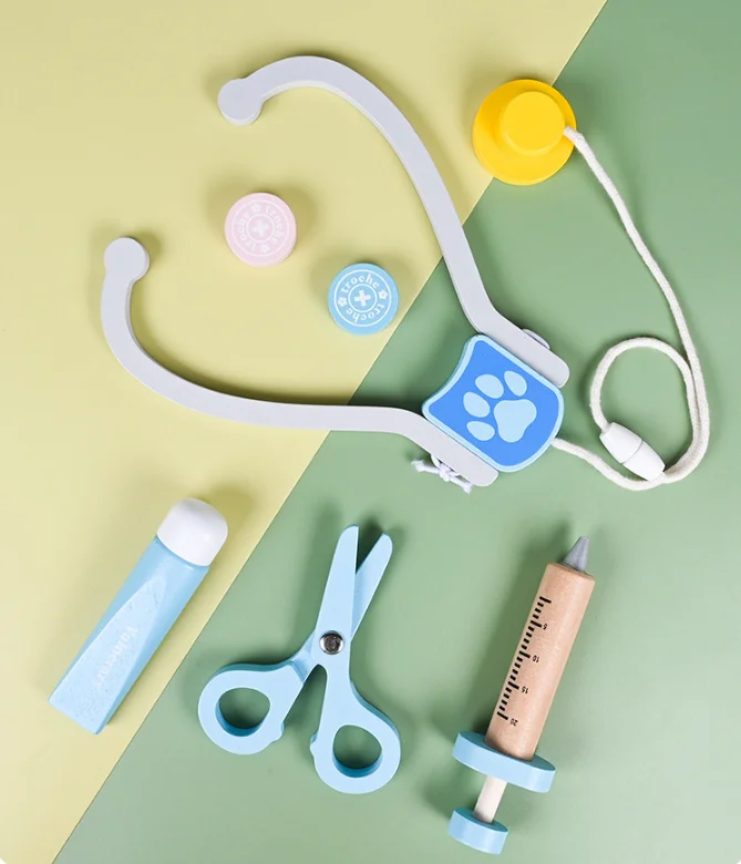 New Wooden Toys Pretend Play Doctor Kit Toys Early Educational Wooden Toys  Doctor Pretend Play Kit for pets