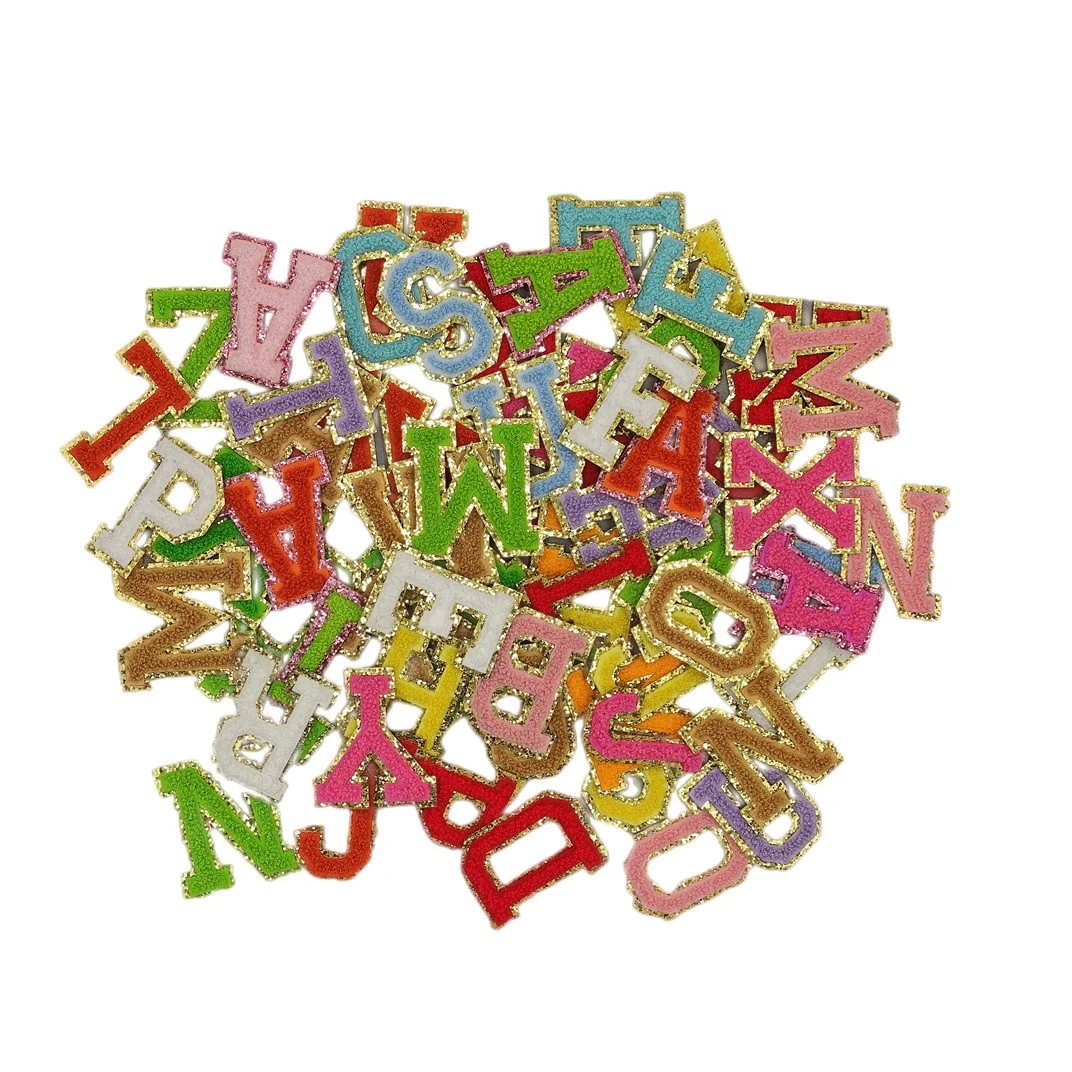Custom Letters Embroidered Patch Overlock Border Chenille Embroidery Patches