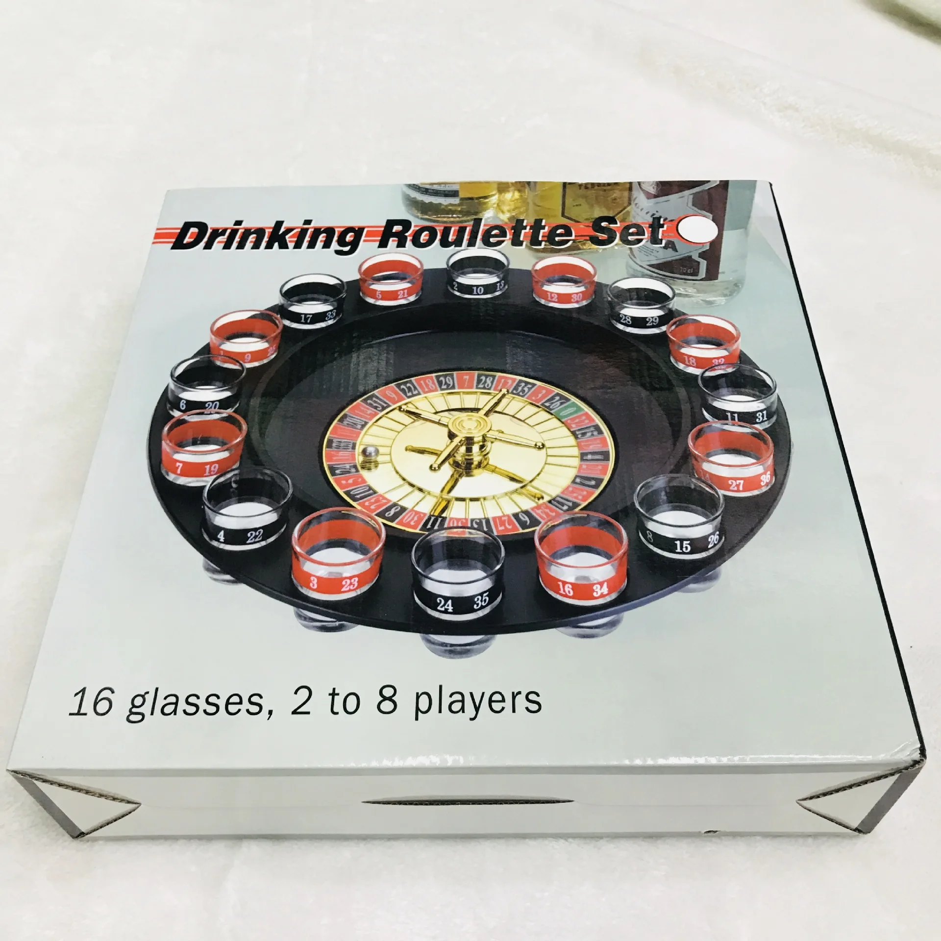 Drinking Game Glass Roulette Drinking Game Set include 2 Balls and 16 Glasses Casino Style Drinking Game
