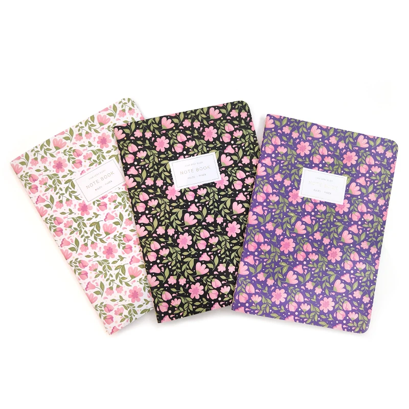 
2020 2021 Holi Flower fsc/ISO9001 soft cover sewing/stitching ruled Note Book/student/stationery set/custom logo notebook 