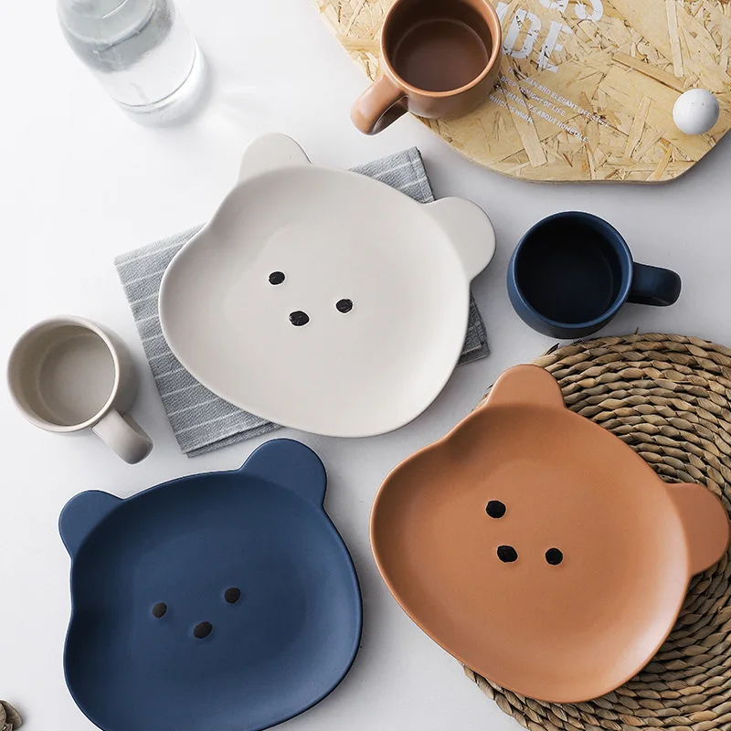 6 inches cute bear shape   Porcelain Trinket Jewelry Dish  Ceramic Trinket dish plate