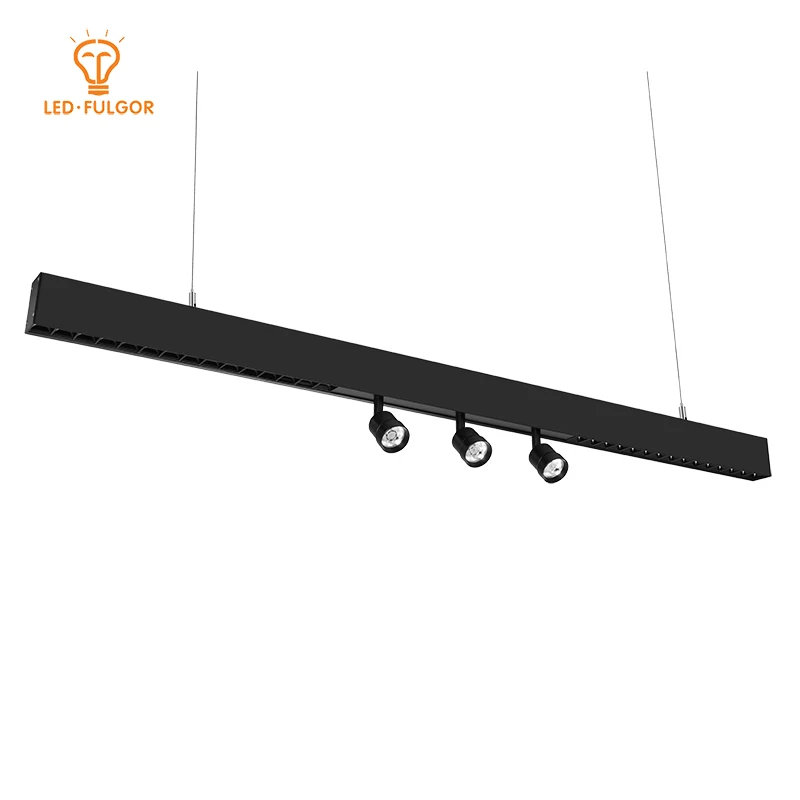 0-100% dimmable combination linear office shop pendant linear led light Luminaires with spotlight