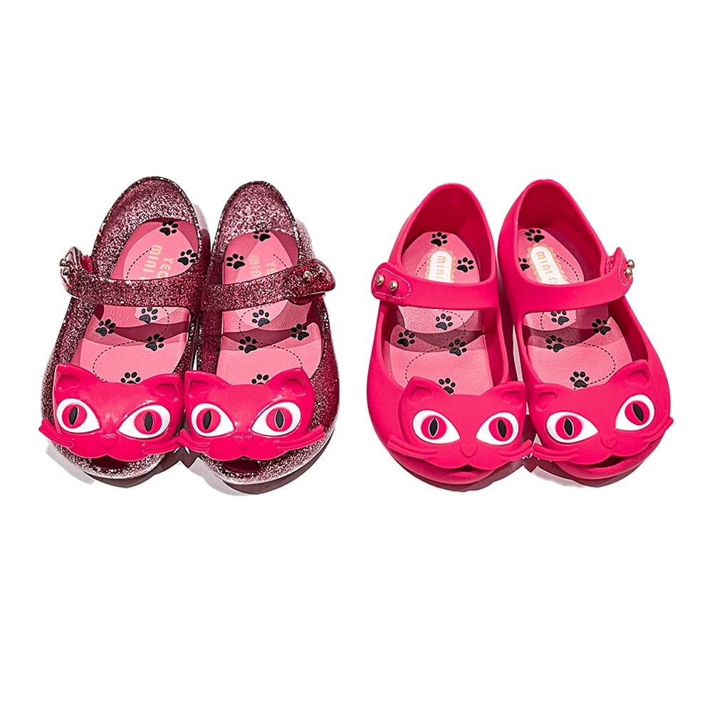 MINI DD Children Matte Cat Jelly Shoes High Quality Kids Girl Sparkling Kids Sandals Girls Jelly Sandal