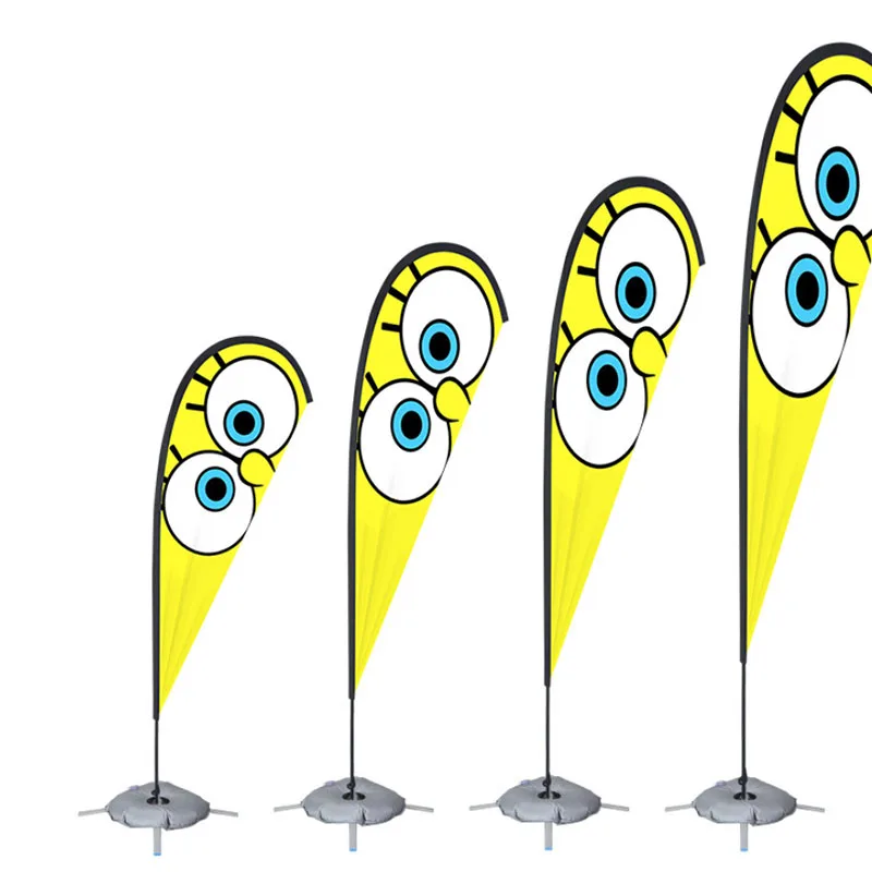 Low Price Outdoor Display Custom Logo Single Double Sides Printing Polyester Teardrop Flag banner Beach Feather Flag