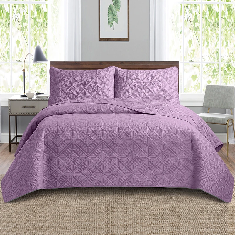 Ultrasonic Bedspread Set Reversible Coverlets Quilts Embossed Bed Cover Bedding for Bedroom