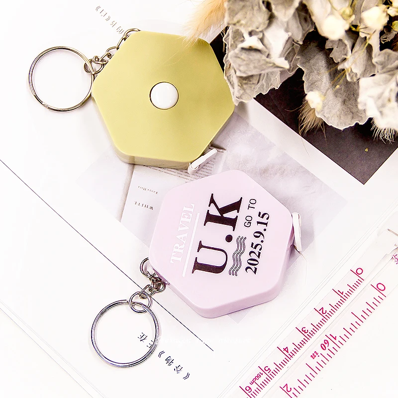 1.5 Meter/60-inch Plastic Material Mini Hexagon Shape Retractable Ruler Tape Measure With Keychain