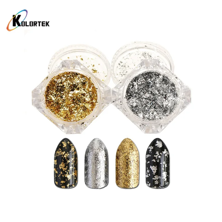 Holographic pigment gold/silver art nail powder gold foil flakes