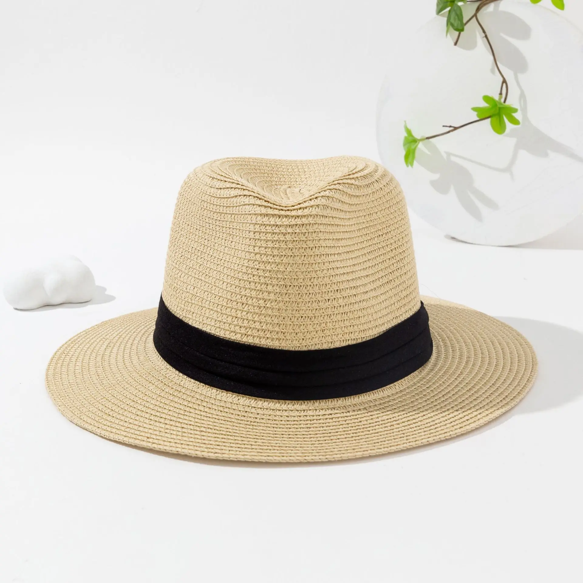 Hot sale summer beach hats wholesale custom women men paper panama straw hat