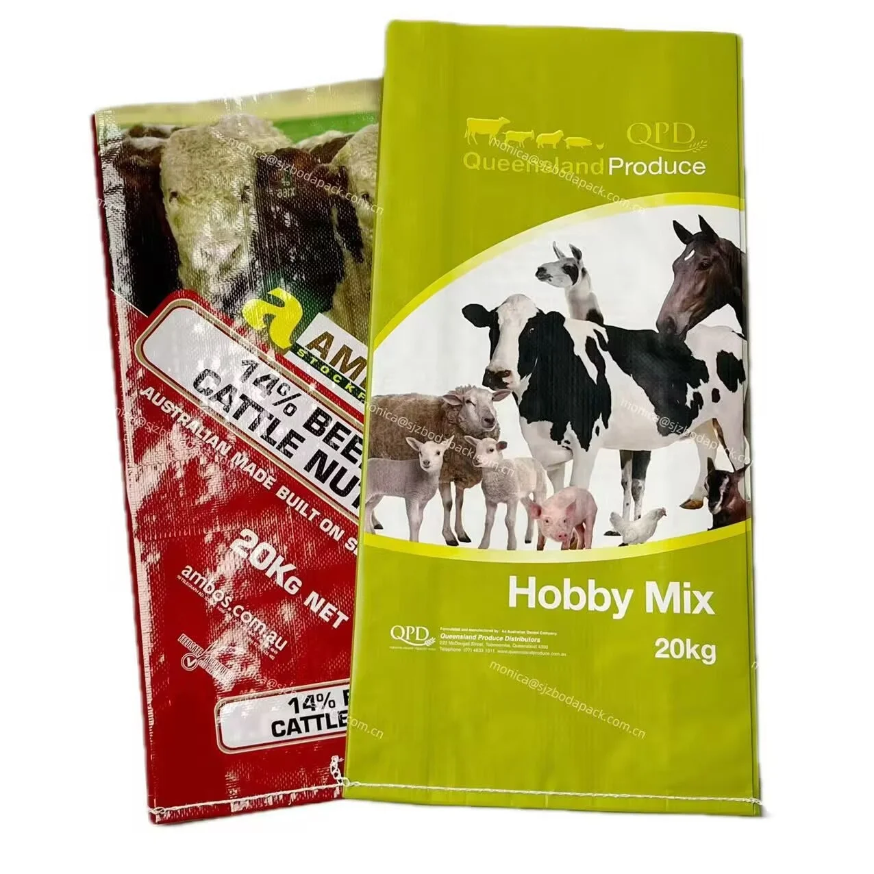 Waterproof Empty Animal Feed Bags 20kg 25kg 40kg BOPP Laminated pp Woven Plastic Bag Sacks