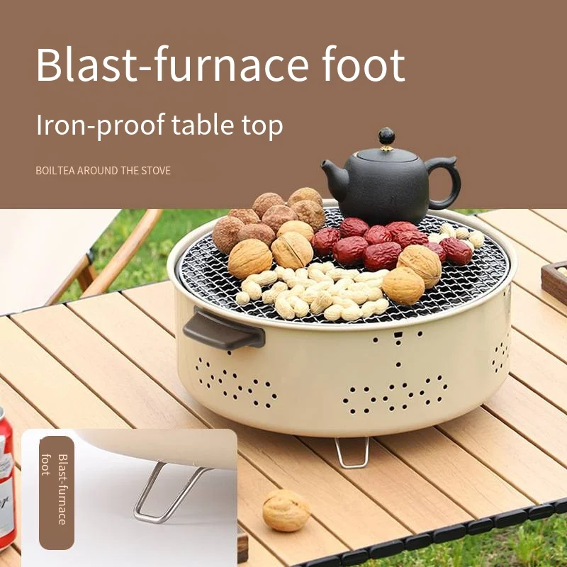 Outdoor Camping Charcoal Barbecue Stove for Boiling Tea in a Stove Small Multi functional Barbecue Grill and Heating Stove
