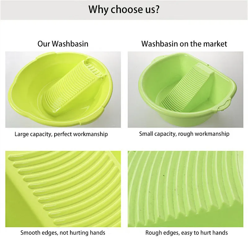 Plastic Washtub with Washboard Laundry Tub Thickened Washing Baby Underwear Scrubboards