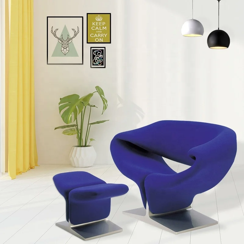 Factory Wholesale blue modern lazy small leisure single sofa chairs designer classical design leather armchair