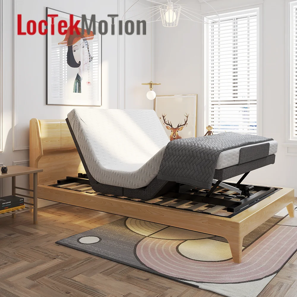 Queen Size Modern Folding  Height Adjustable Zero G Massage USB Charging Ports Electric Bed Frame Base EB602M-8060