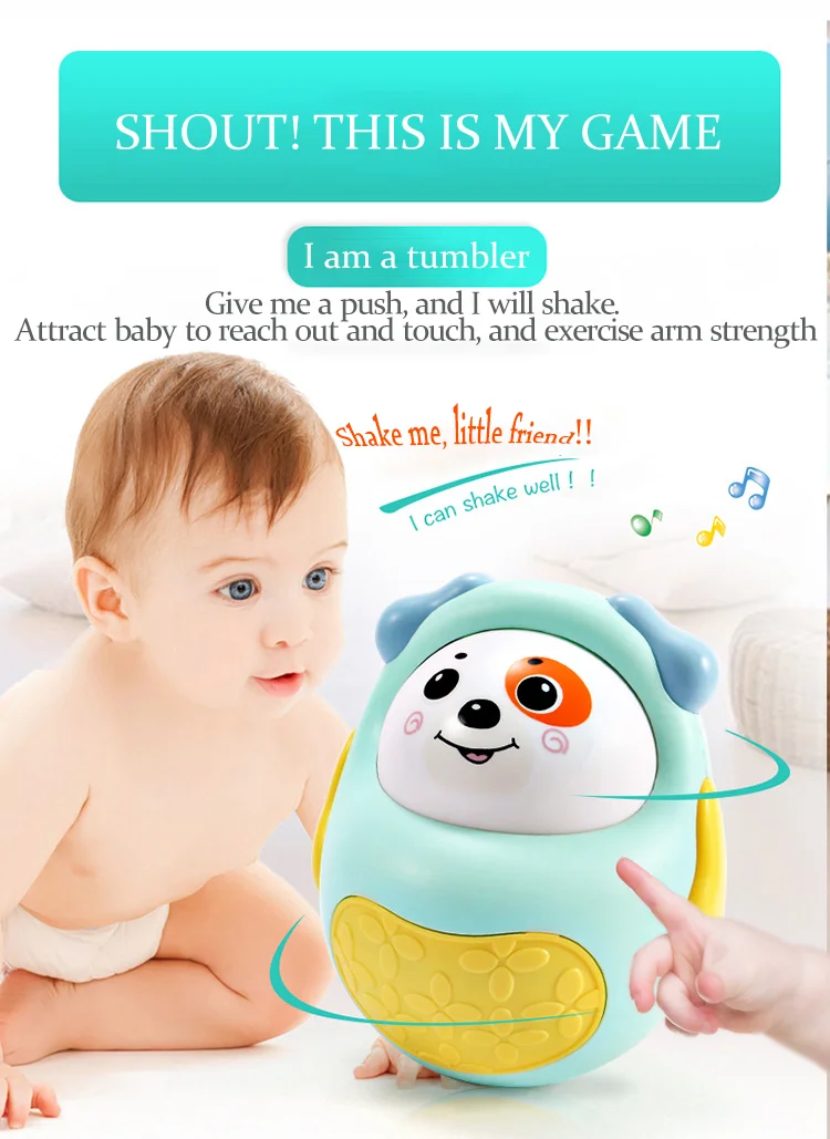 ABS Environmental Protection Materials  Cartoon  Puppy  Rattle Toy Educational Plastic Tumbler  Roly Poly Toy