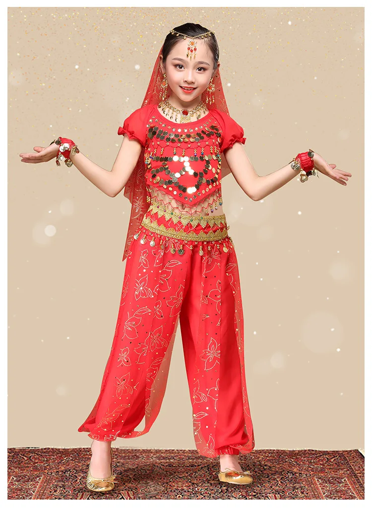 Wholesale Children TV & Movie cosplay Aladdin Mythology Jasmine Princess dress pants Halloween Party show costume set for Girls